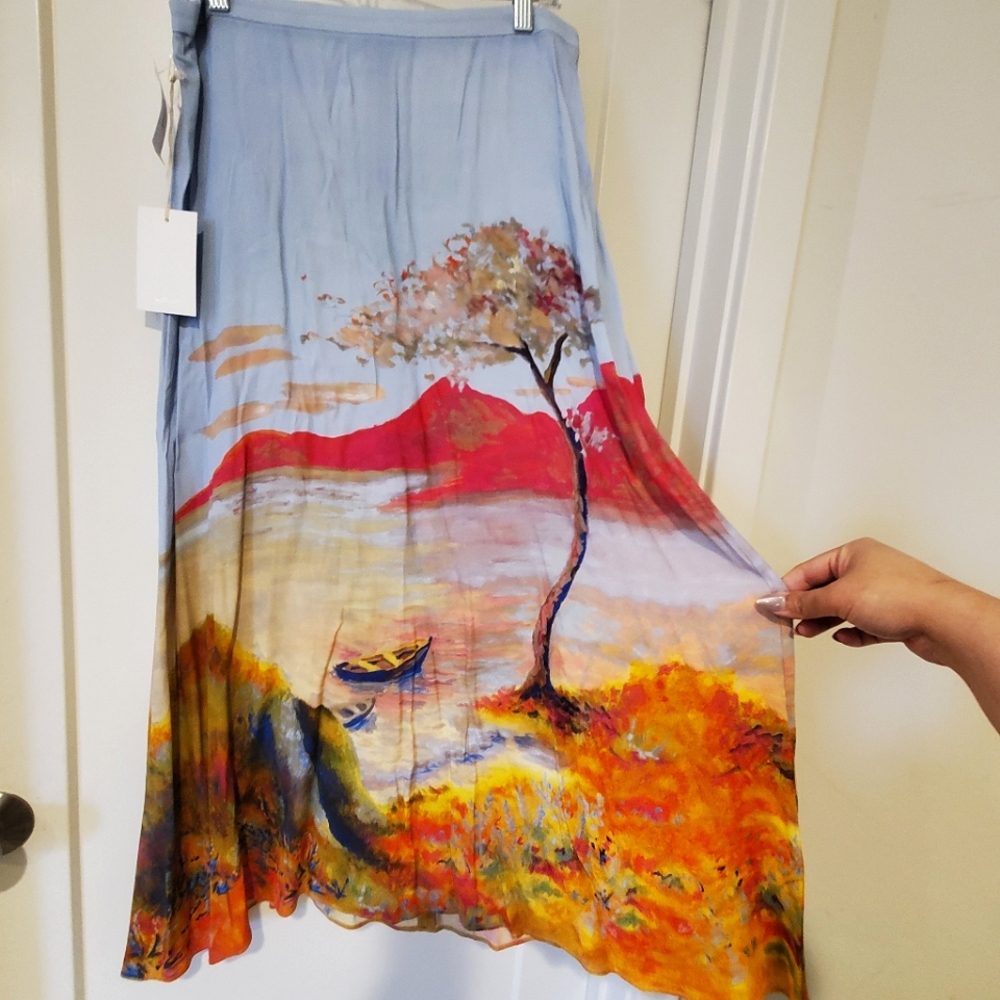 Aritzia Painted Midi Skirt 10